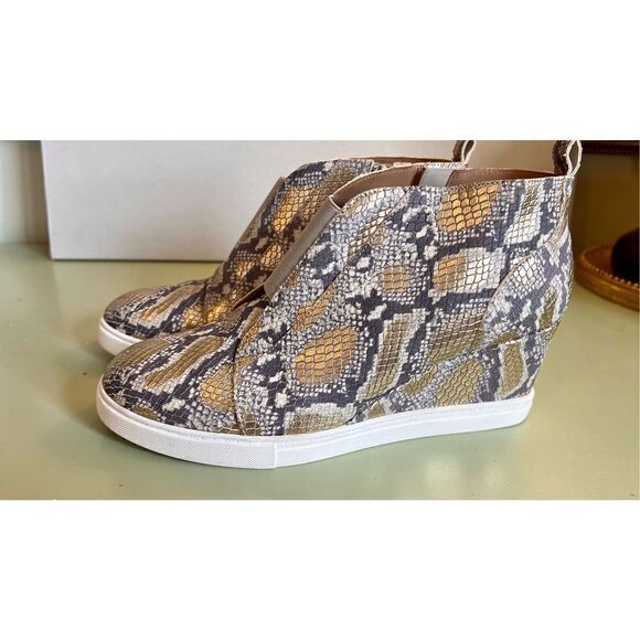 Linea Paolo Felicia III Snake Wedge Sneaker Multi Leather Zip Women's 9M - Picture 2 of 11